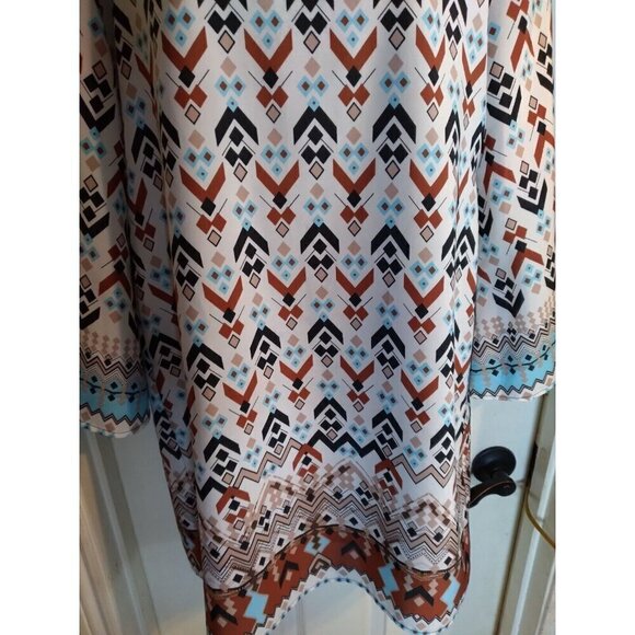 Rock 47 By Wrangler Tunic Dress Multicolored Southwestern Design Knee Length SzM - Picture 3 of 9